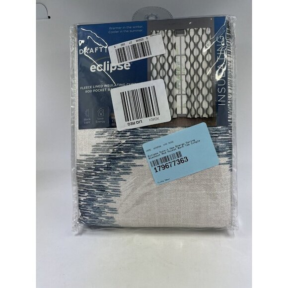Eclipse Summit Geo Energy Saving Blackout Rod Pocket Blue 1 Curtain Panel 40x84 - Picture 5 of 7